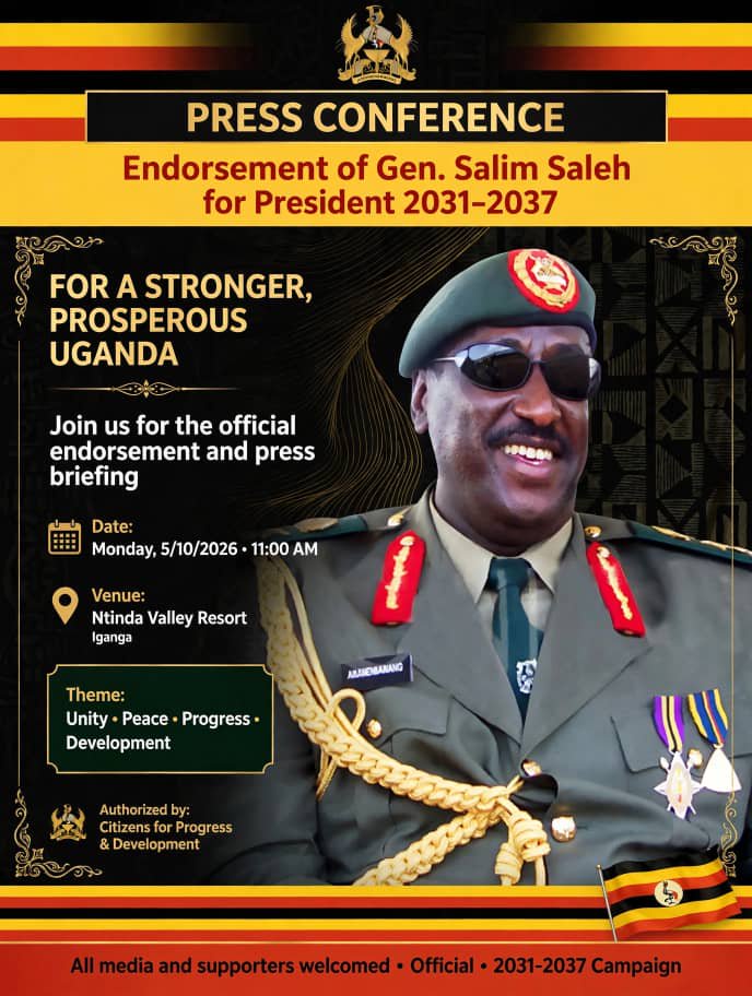 FAMILY THING: Uganda Youth Umbrella Endorses Gen. Salim Saleh For President 2031–2036