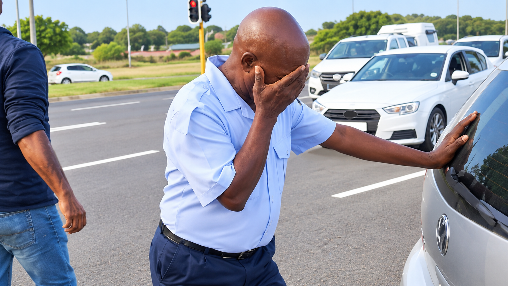 Drunk SA Police Officer Seen Hiding His Face After Allegedly Knocking Down a Woman From Bicycle