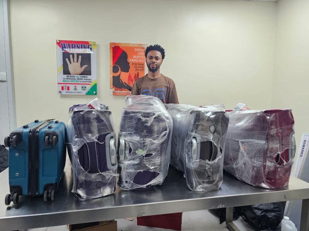 Italy-bound bizman intercepted with cocaine consignments in shoe soles, bag railings