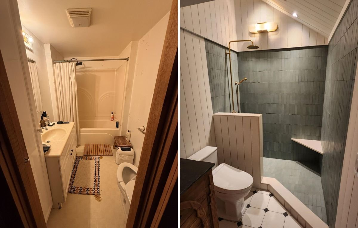 They Opened the Ceiling in This Windowless Bathroom: What Was Above It Changed the Entire Remodel
