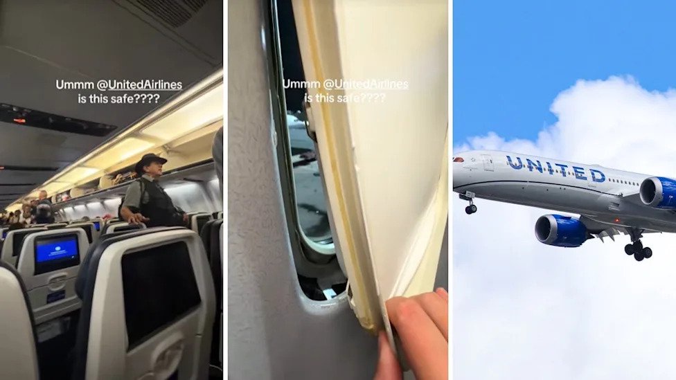 Woman boards United flight and looks at window panel at 30,000 feet. She panics after seeing something no passenger wants to spot: ‘Umm…is this safe?’