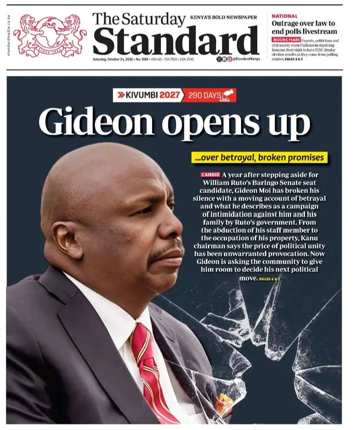 Saturday, October 24, 2026 Newspaper Headline Review: Daily Nation, The Standard and Taifa Leo