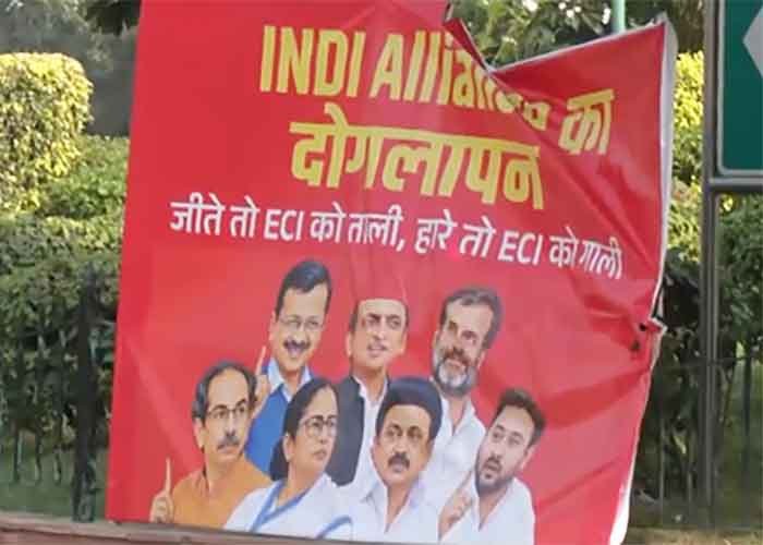 Posters Accusing INDIA Bloc of ‘Double Standards’ on ECI Surface Ahead of Opposition Meet in Delhi