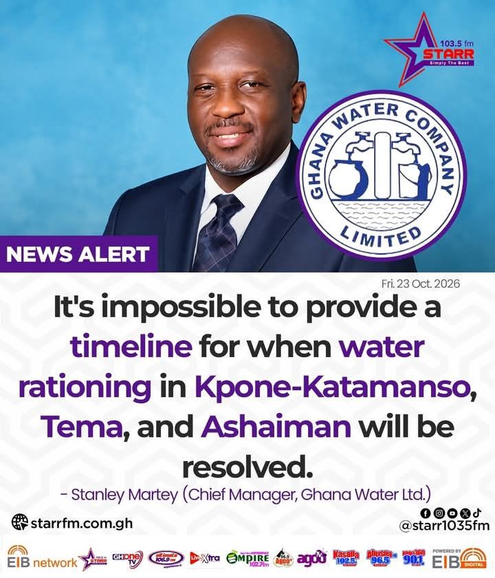 Martey Says No Timeline Yet for Ending Water Rationing in Katamanso, Tema and Ashaiman