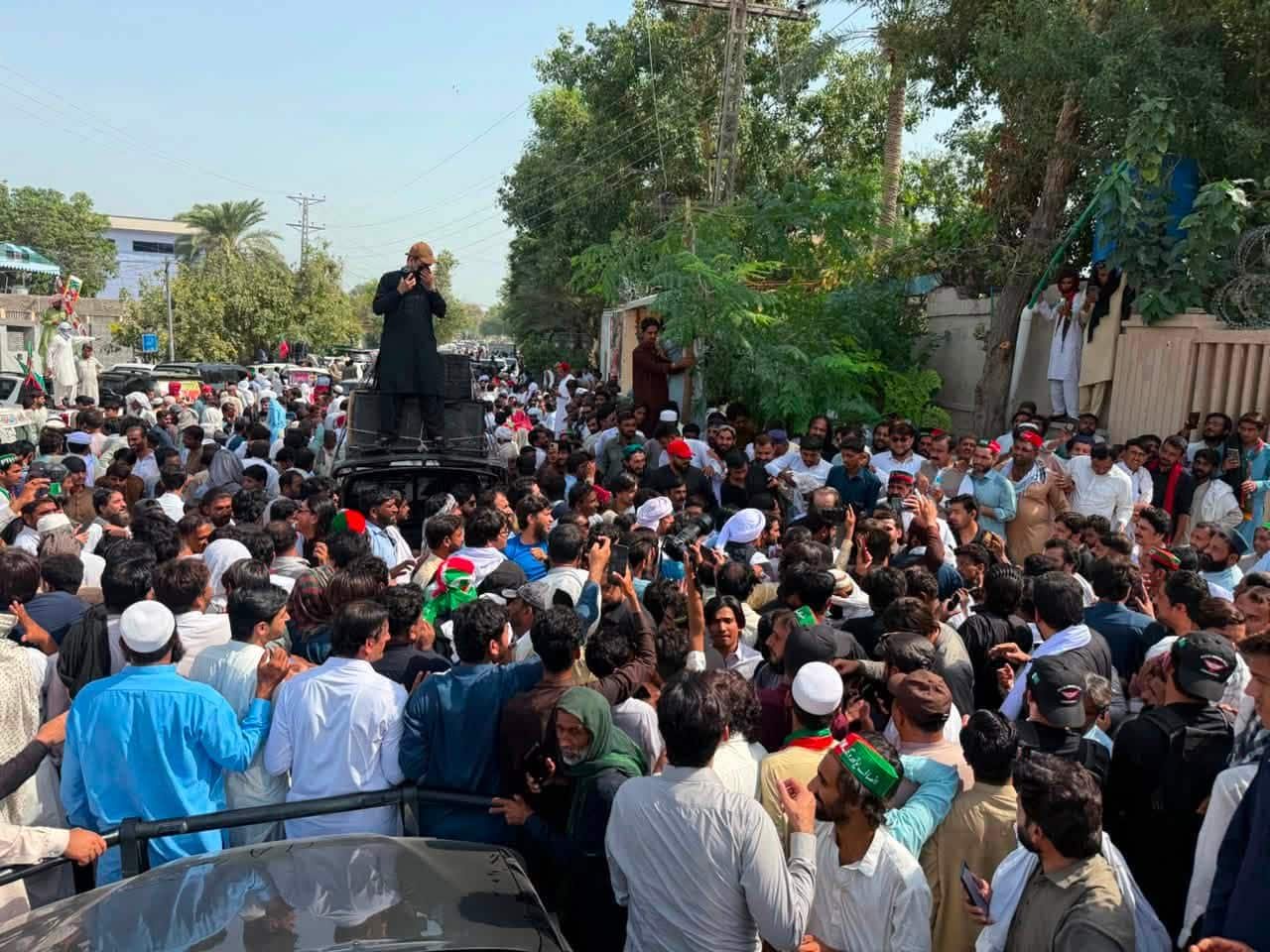 CM Sohail Afridi leads PTI long march from Lakki Marwat