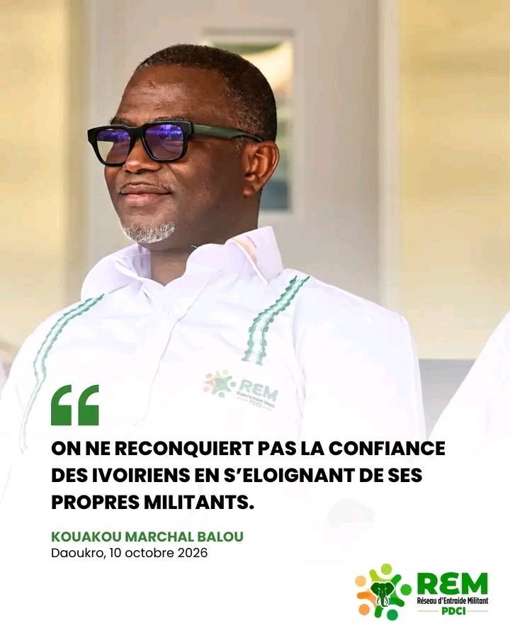 Côte d’Ivoire : PDCI-RDA, Marchal Balou alerte sur « un mal profond » et appelle à renouer avec la base