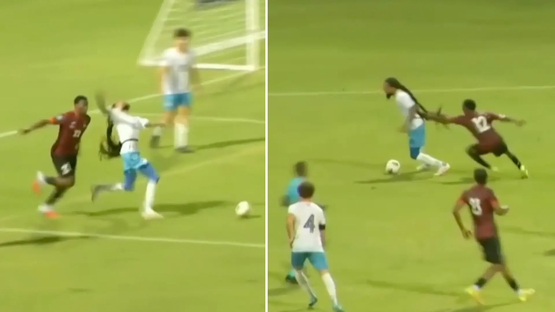Two international players sent off after pulling star with the longest hair in world football