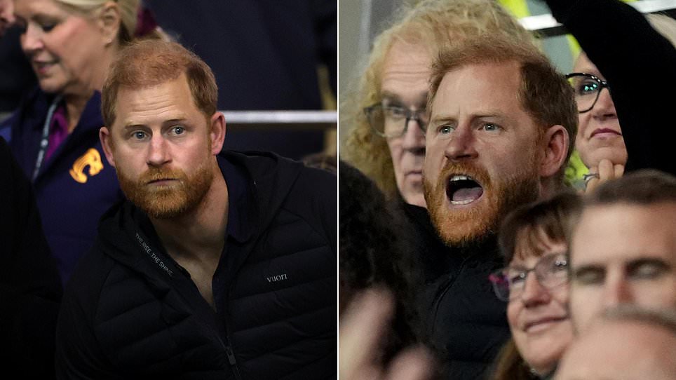 That’s not much of a welcome, commentator says as rugby fans boo Harry