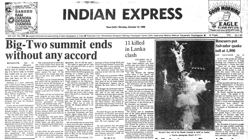 Opinion: 40 years ago October 13, 1986: Big Two summit ends