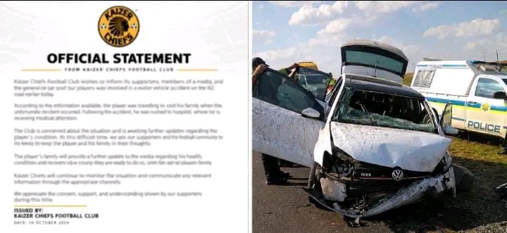 Amakhosi Fans Worried: Kaizer Chiefs Release Official Statement After Player’s Car Accident
