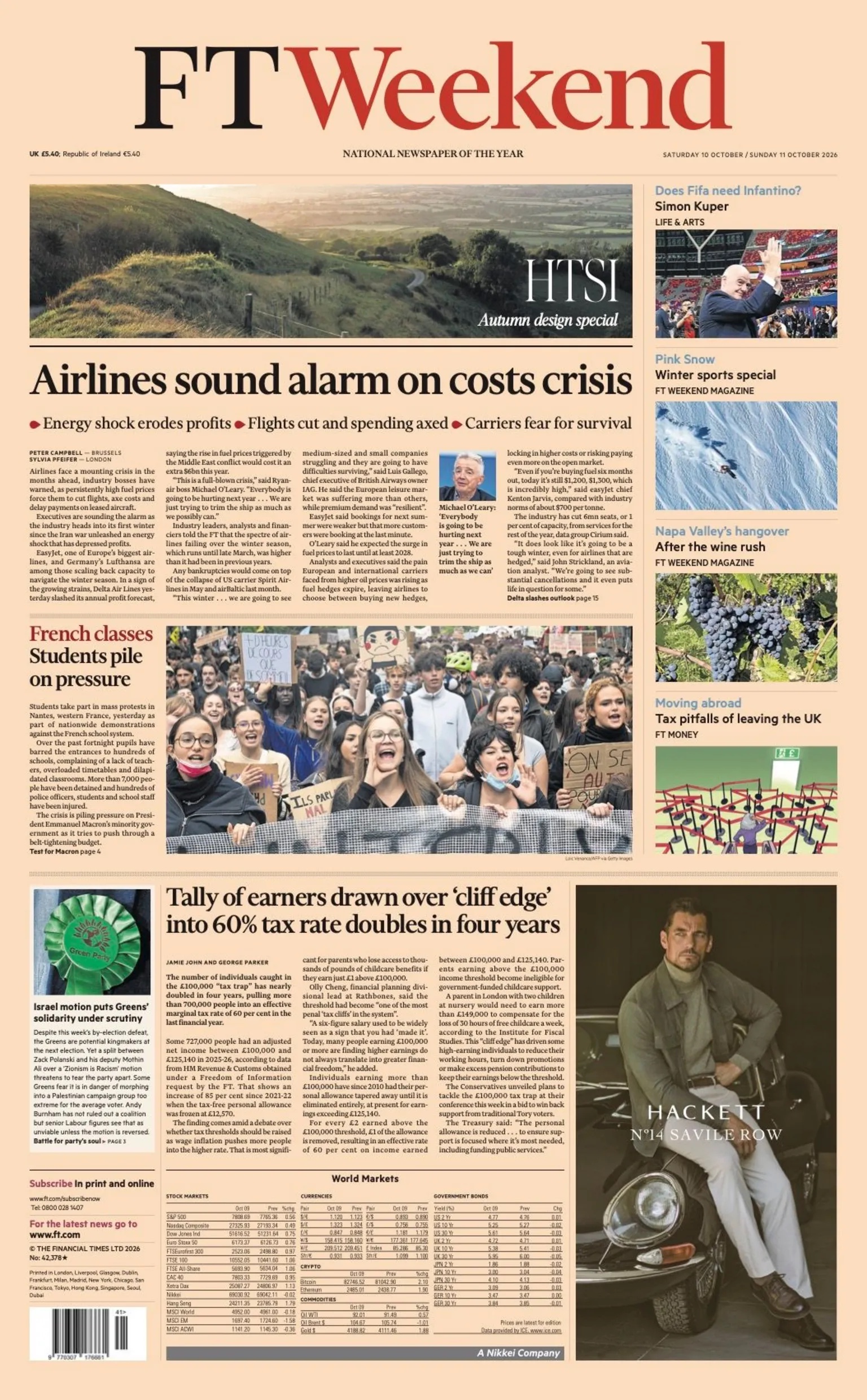 ‘Airlines sound alarm on costs crisis’ and ‘King’s £1.5m bailout’