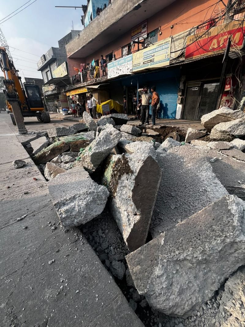 Newly laid road at Jiwan Nagar dug up for water pipeline work