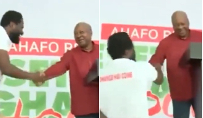 Presidential Handshake to ‘Siuuu’: Ahafo Resident’s Joyful Moment with Mahama Goes Viral.