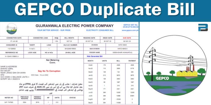 GEPCO Duplicate Bill October 2026