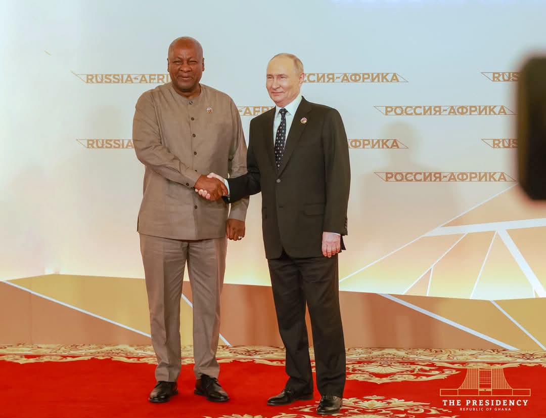 Mahama Meets Putin in Moscow as Ghana Joins 3rd Russia–Africa Summit
