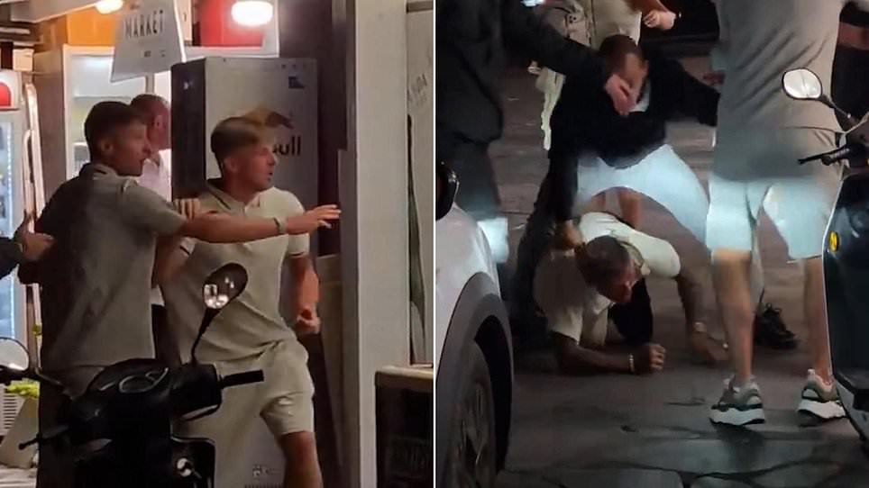 Mass brawl breaks out after Brit tourist ‘kicks shopkeeper’s pet’