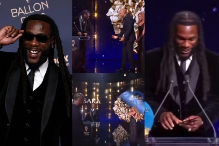 Burna Boy Presents Socrates Award to Bukayo Saka at Ballon d’Or