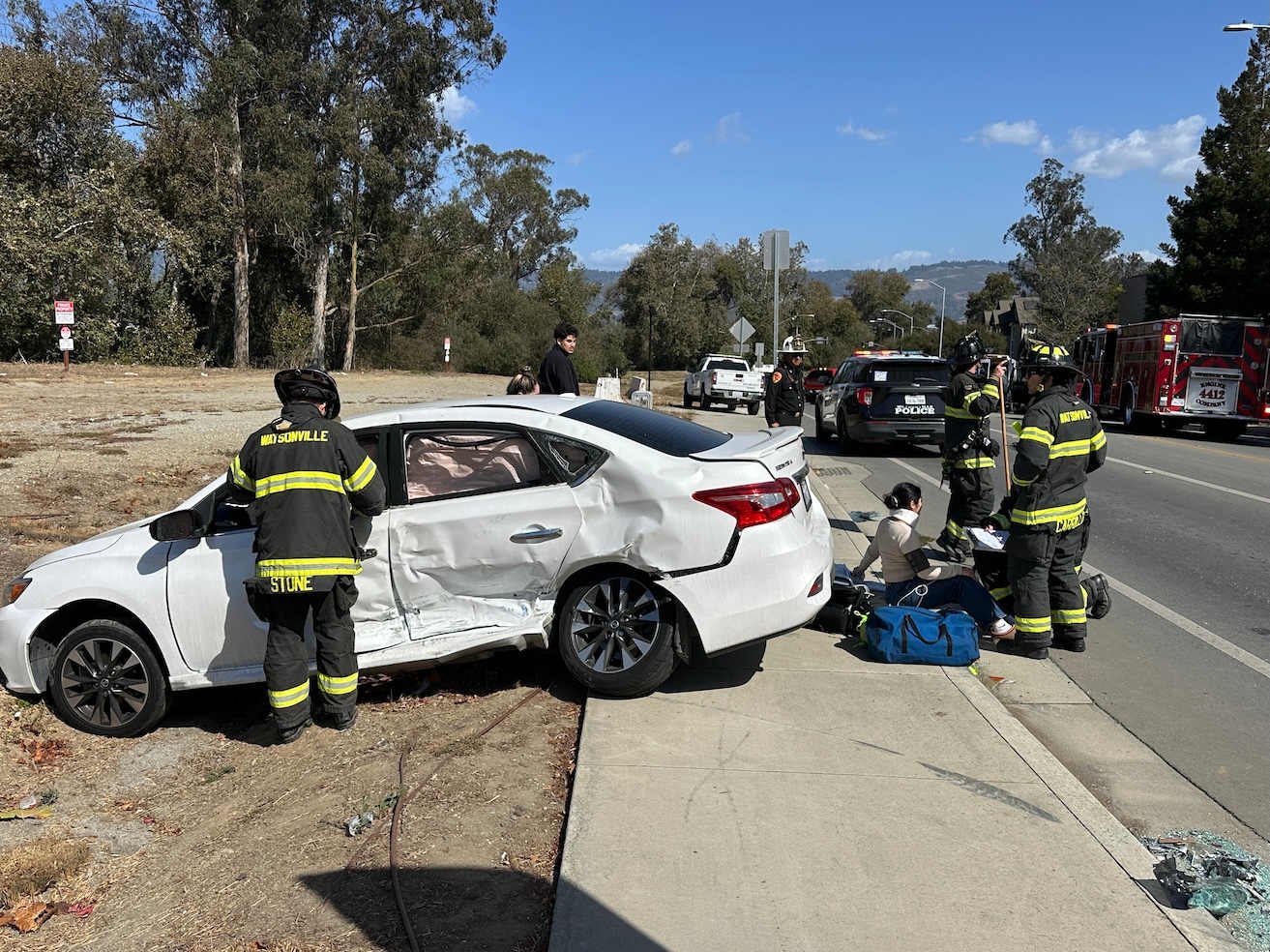 Photo story: Two injured in Freedom Boulevard crash