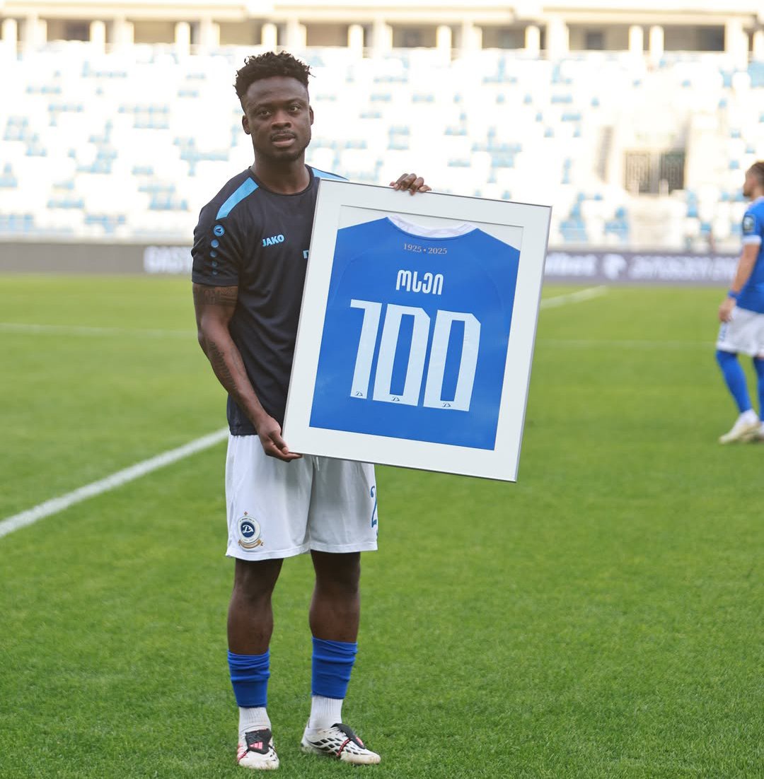 Ghanaian midfielder Barnes Osei reaches 100 game appearances with Dinamo Tbilisi in the Erovnuli Liga