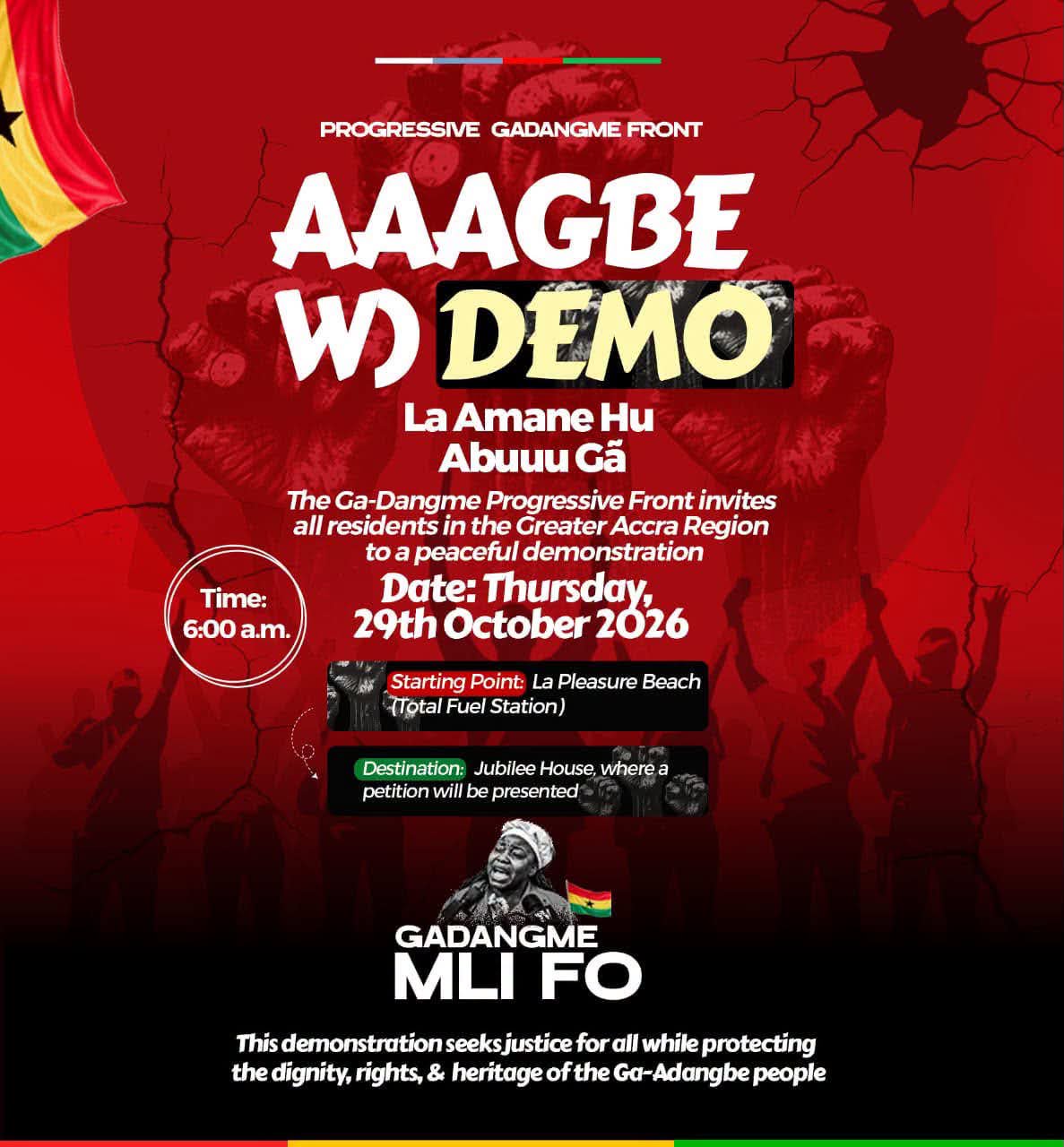 Okoe Boye endorses Ga-Dangme demonstration over demolitions, displacement