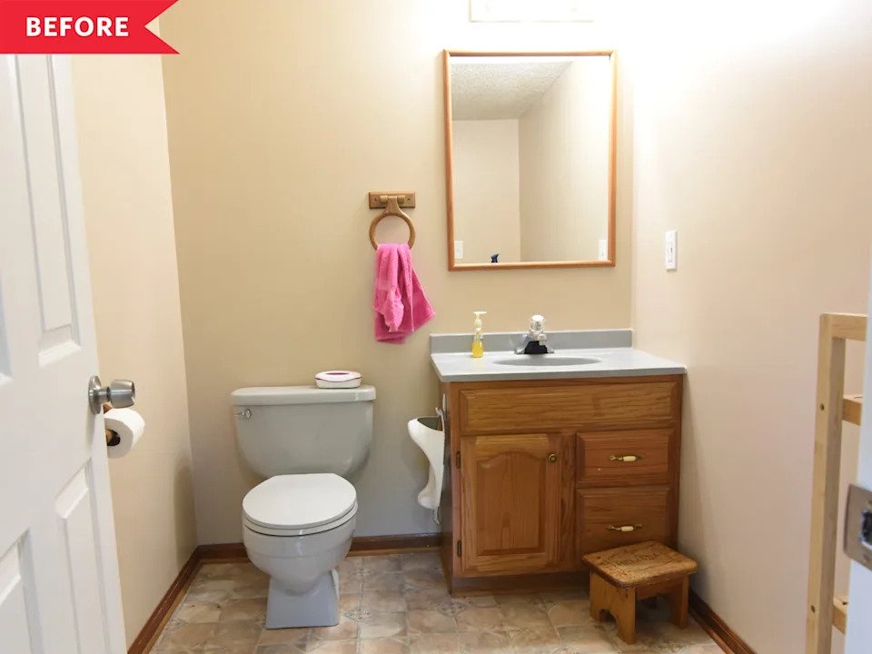 A $200 DIY Took an “Ignored” Bathroom from Builder-Grade to Bold