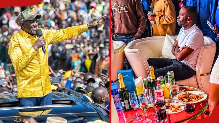William Ruto Criticises Sifuna for Attending Kofi Olomide Concert, Posing With Expensive Alcohol