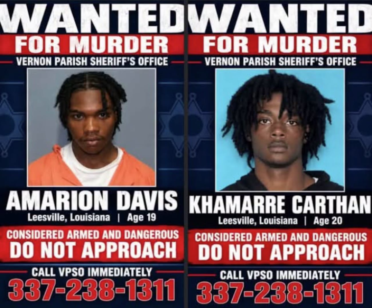 Two Leesville men wanted for murder following trailer park shooting