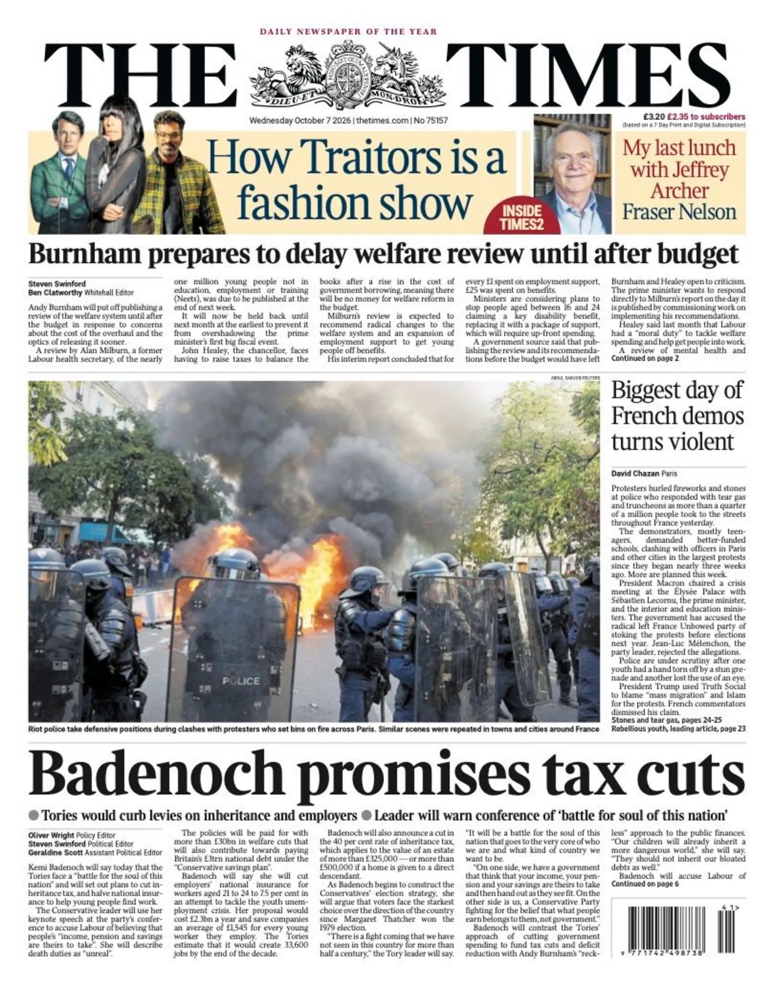 ‘Badenoch promises tax cuts’ and ‘Asos hacker havoc’