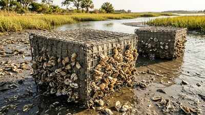 In 2009–12, South Carolina turned 285 abandoned crab traps into oyster-reef bases; oysters grew within 7 months on experimental reefs