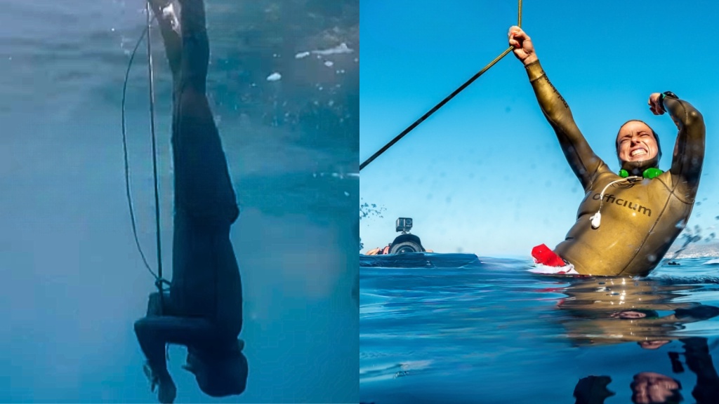‘Happiness is sky-high’: Hungarian free diver Zsófia Törőcsik sets world record with 350-foot dive