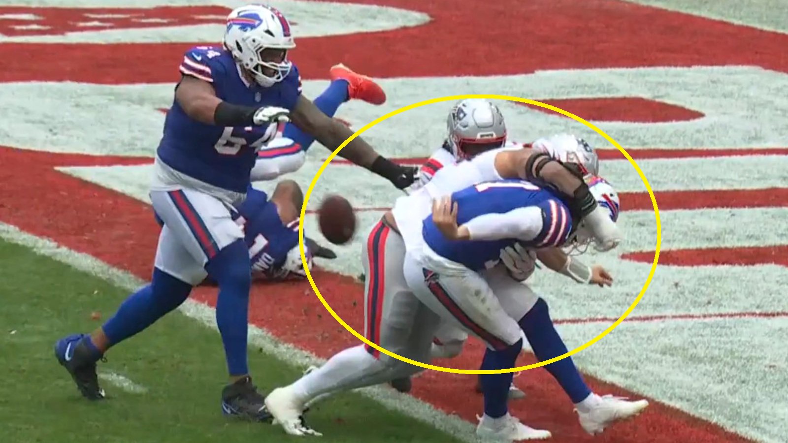 Josh Allen avoids a safety with a controversial heads-up play