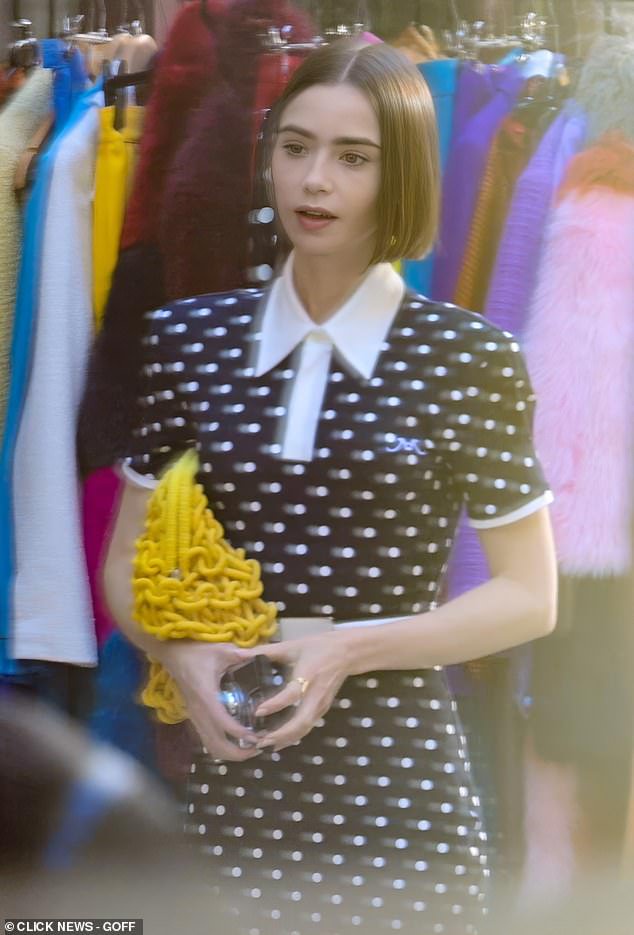 Emily in Holborn? Historic corner of London is turned into Paris for Lily’s last (very lucrative) advertising shoot