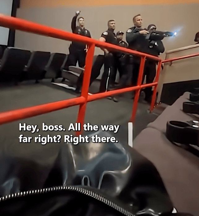 Wild moment armed cops storm California movie theater