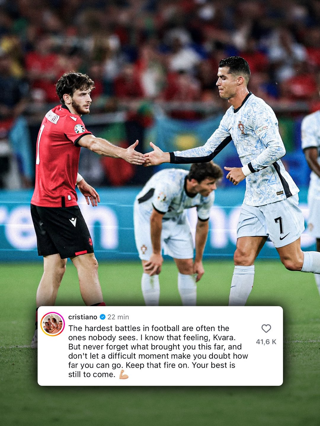 Cristiano Ronaldo Sends Emotional Message to Kvaratskhelia After ACL Injury