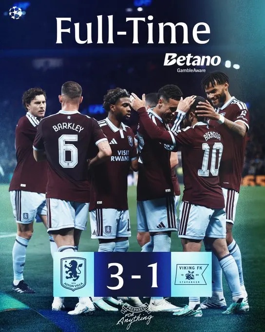 Aston Villa Beat Viking to Maintain Perfect Champions League Start