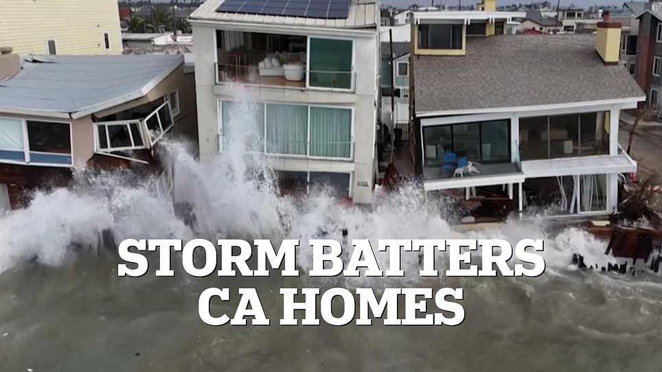 Powerful storm batters California as homes crumble into the ocean
