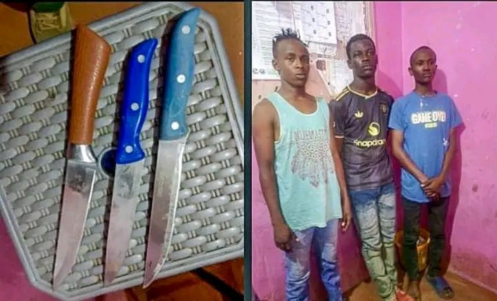 Breakthrough As Police Nabs Three Suspected Phone Snatchers , Recover Hidden Kitchen Knives