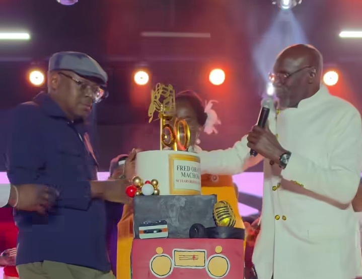 Fred Obachi Machokaa Melts Hearts After Inviting Wife On Stage To Cut Cake At 50th Anniversary