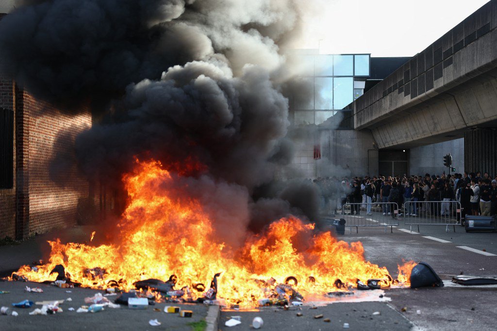 France on fire as masked students torch schools & douse teachers in petrol in protests over ‘rat-infested classrooms’