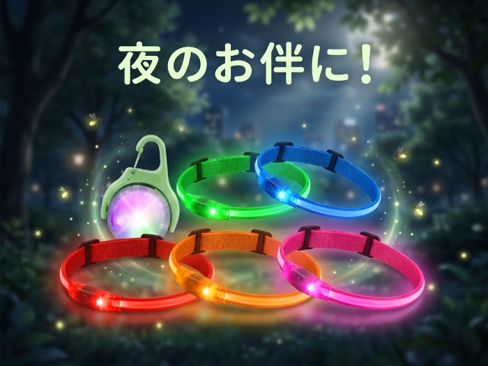 夜のお散歩を安心にする光る首輪特集