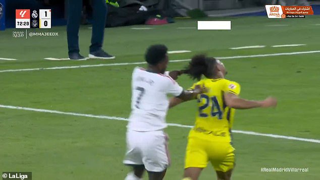 Vinicius Jr sent off for wild HAIR PULL during Real Madrid’s 1-0 win over Villarreal