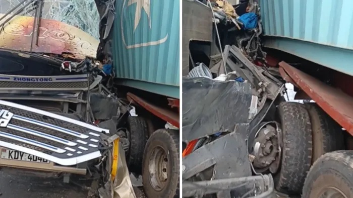 Several Feared Dead As Trailer And Passenger Bus Collide Along Nairobi Mombasa Highway