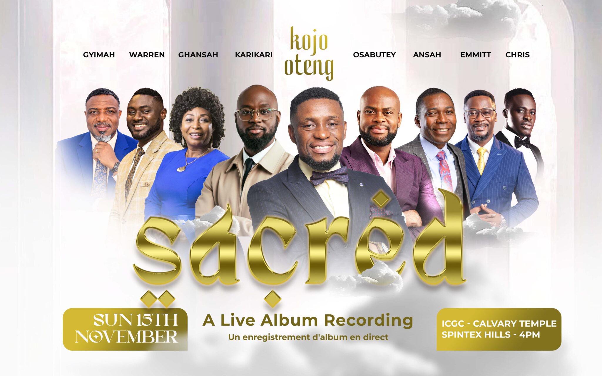 Kojo Oteng to record ‘Sacred’ live album with Ghanaian gospel stars