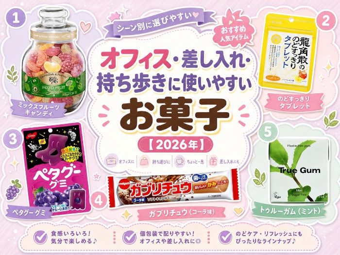 オフィス・差し入れ・持ち歩きに使いやすい菓子｜おすすめ人気アイテム【2026年】