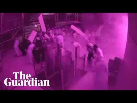 CCTV from inside Riyadh airport shows moment of deadly airstrike – video