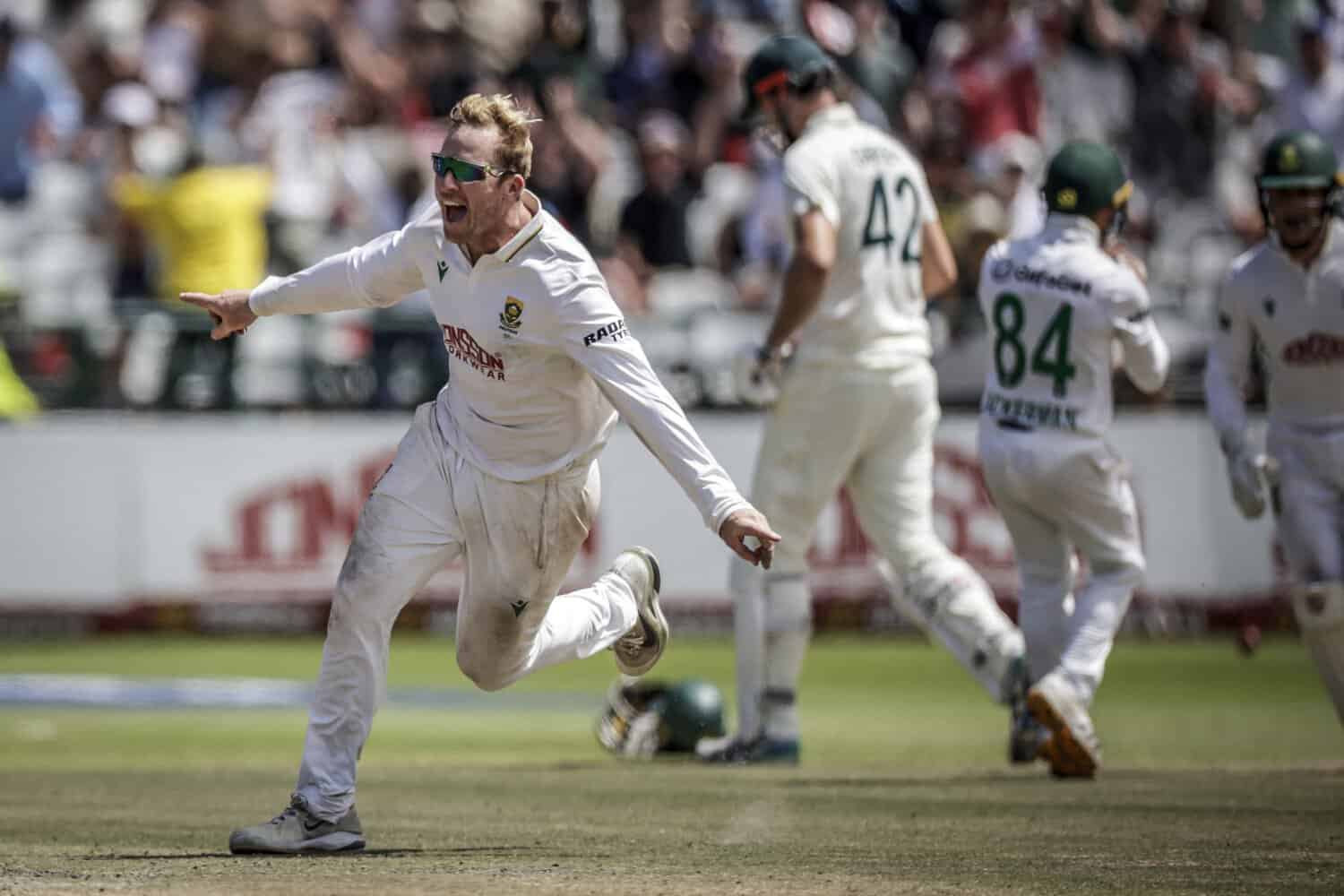 Dealing with expectations: Spin bowler Simon Harmer leads South Africa to victory