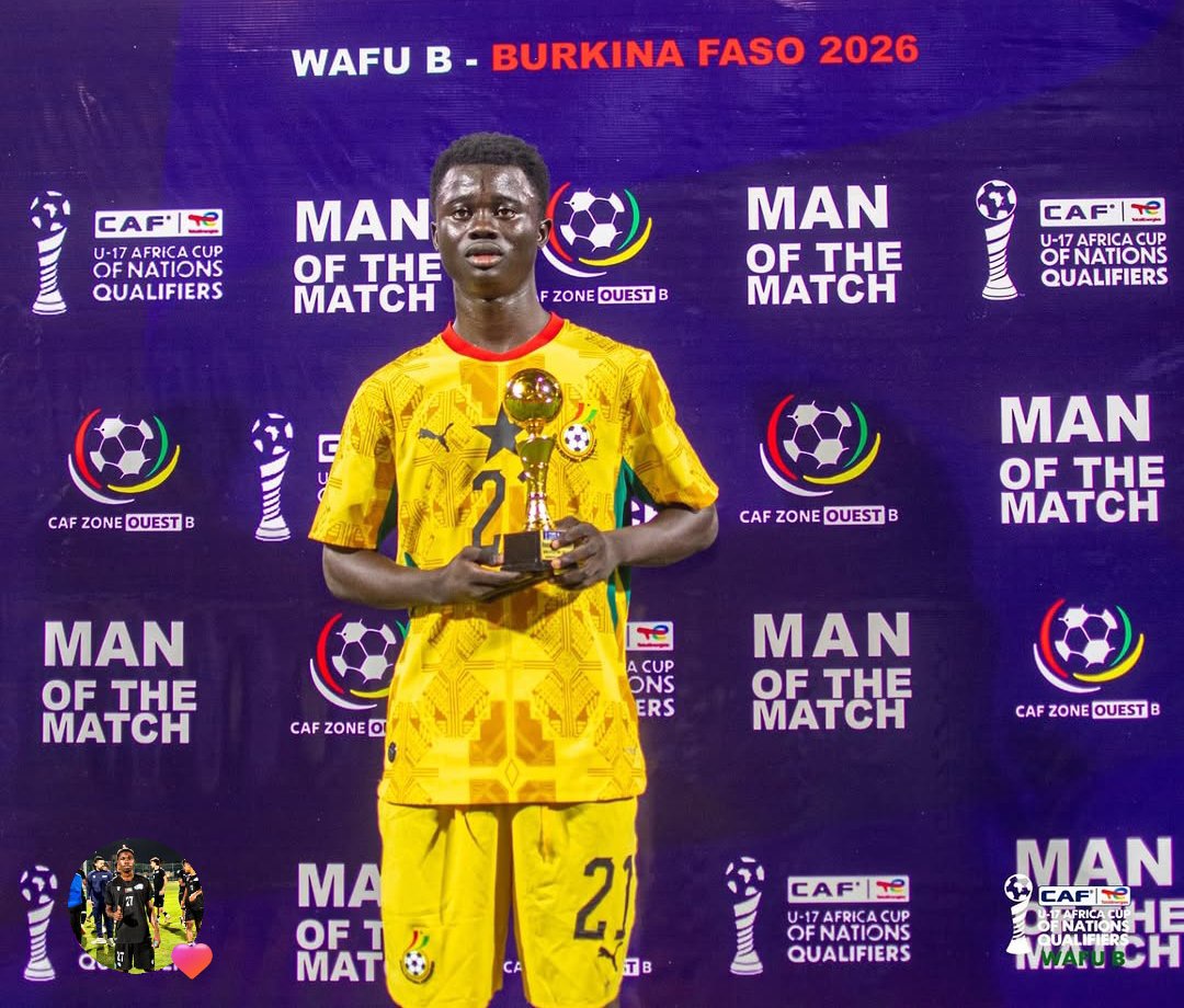Abdul Latif Wunzalgu wins Man of the Match Award in Ghana’s victory over Togo in the 2026 WAFU Zone B U-17 Championship