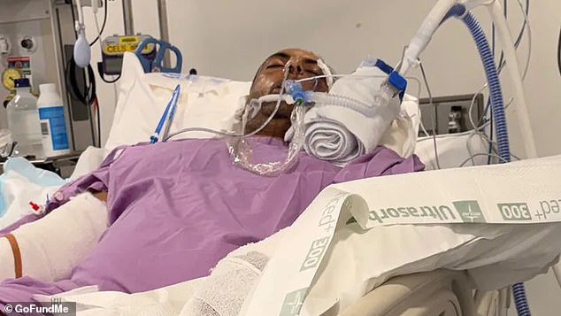 Hospital picture emerges of high-flying real estate agent mauled by two dogs while jogging in Brisbane park