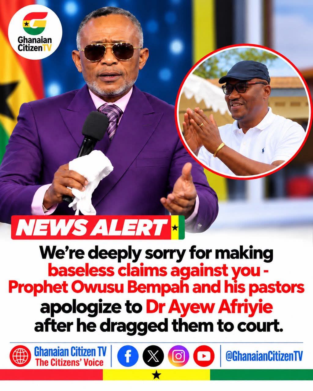 Owusu Bempah and Pastors Apologise to Dr Ayew Afriyie After Court Action