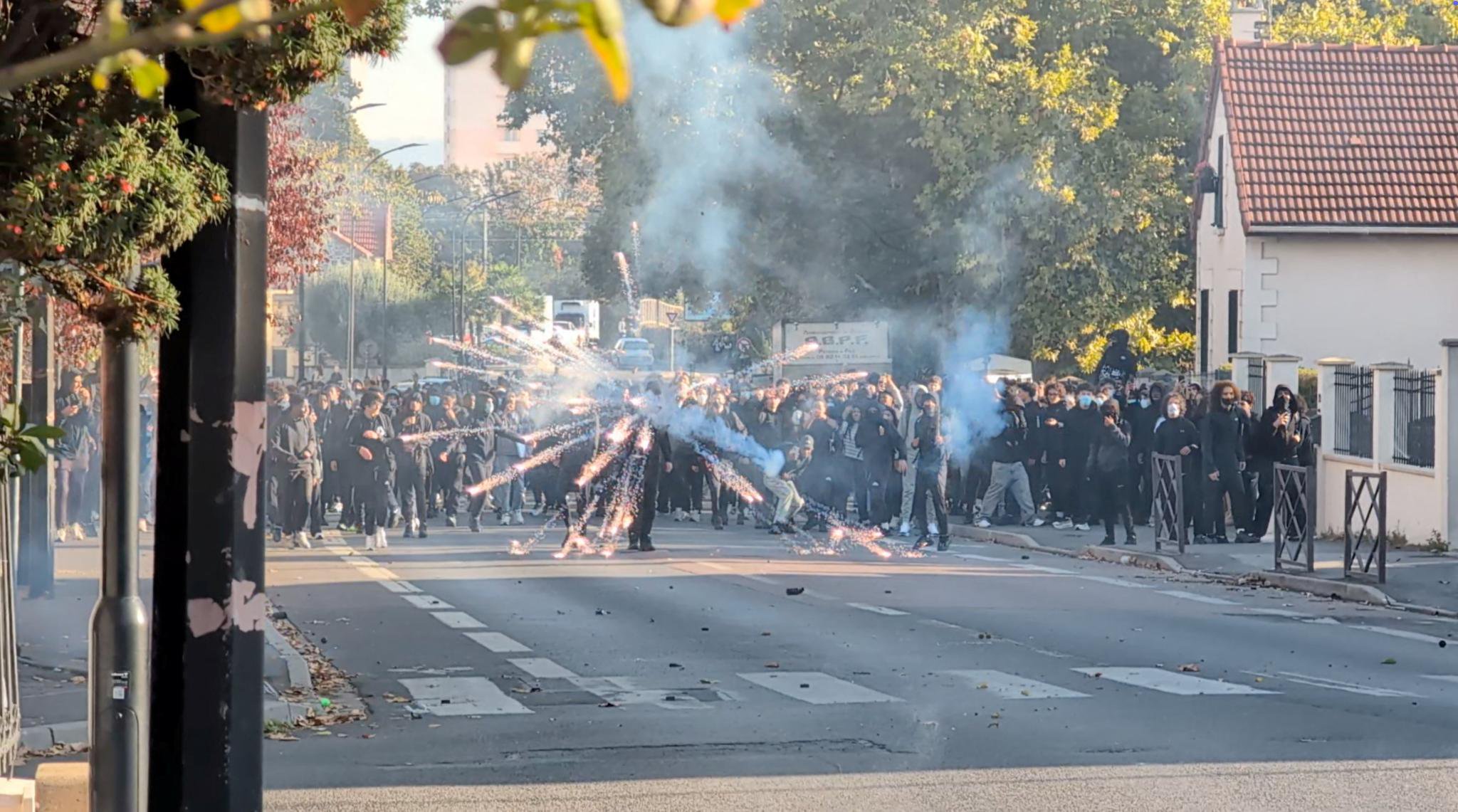 One-year-old baby struck by fireworks in violent student protests raging across France